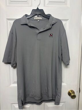 Men's Gray Casual Peach State Pride Button-Down with Embroidered GA Bulldog